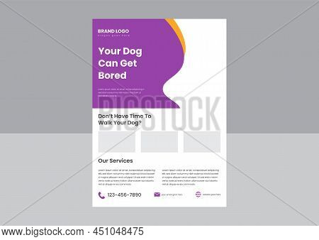 Dog Walker Service Flyer Poster Design. Dog Walkers At Your Service Flyer Design. Professional Dog W