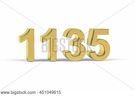 Golden 3d Number 1135 - Year 1135 Isolated On White Background - 3d Render