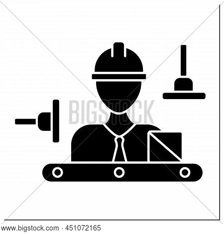 Production Department Glyph Icon. Employee Manufacture Of Goods. Roustabout. Company Concept.filled 