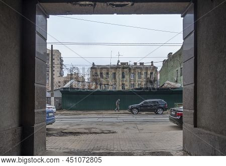 Kyiv. Ukraine.february 16, 2022.old Building On Dmitrievskaya Street In Kyiv In Autumn Day