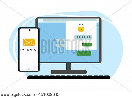 Two-factor Authentication Security. Login Confirmation Notification With A Message In The Envelope W
