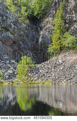 View To The Pyhakaste Waterfall And Pyhankasteenlampi Lake, Pyha-luosto National Park, Lapland, Finl
