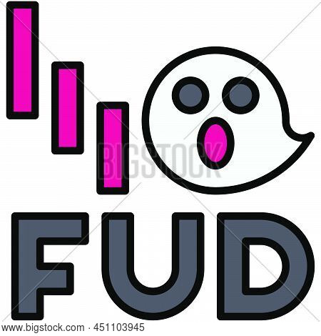 Fud Icon With Ghost, Cryptocurrency Related Vector Illustration