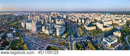 Aerial Panorama Of Troieshchyna District Of Kiev, The Capital Of Ukraine, Before The War With Russia