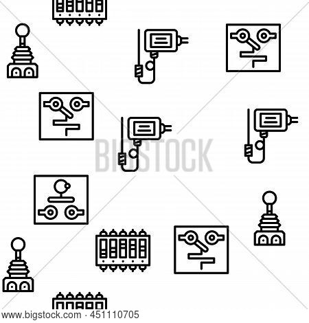 Switch Electricity Accessory Vector Seamless Pattern Thin Line Illustration