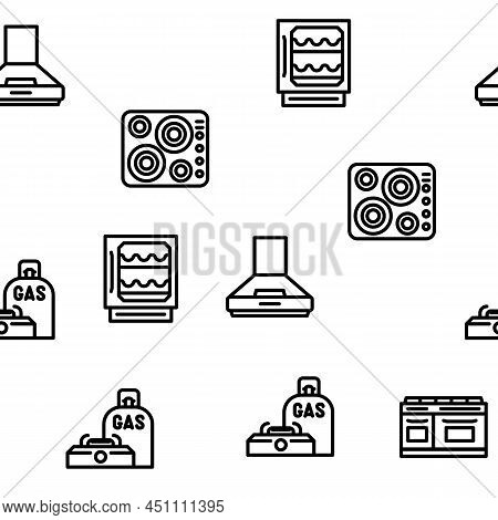 Appliances Domestic Technology Vector Seamless Pattern Thin Line Illustration