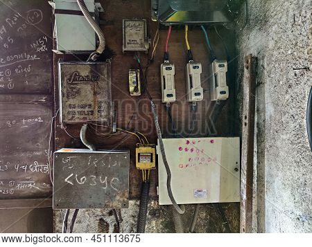 Kolhapur, India- November 26th 2021; Stock Photo Of Control Panel Of Industrial Factory, Old Electri