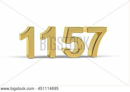 Golden 3d Number 1157 - Year 1157 Isolated On White Background - 3d Render