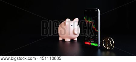 Bitcoin Trading. Exchange Bitcoin Mobile Phone App. Gold Crypto Currency Btc Bitcoin, Pink Pig Bank 