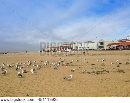 Aguda Beach Under Stormy Blue In Miramar, Porto, Portugal
