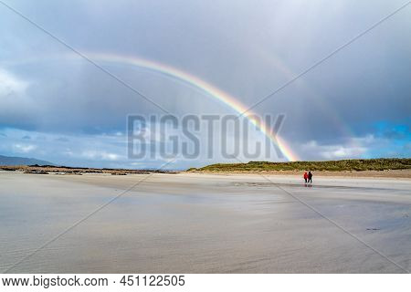 Amazing Rainbow Above Carrickfad By Portnoo At Narin Strand In County Donegal Ireland
