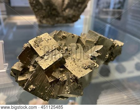 Pyrite Or Pyrit (minerals And Crystals In The Exhibition Mount Säntis - Worlds Of Experiences On The