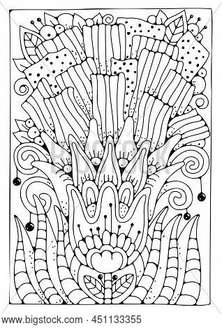 Coloring Page, Art Therapy For Children And Adults. Artline Background For Coloring.