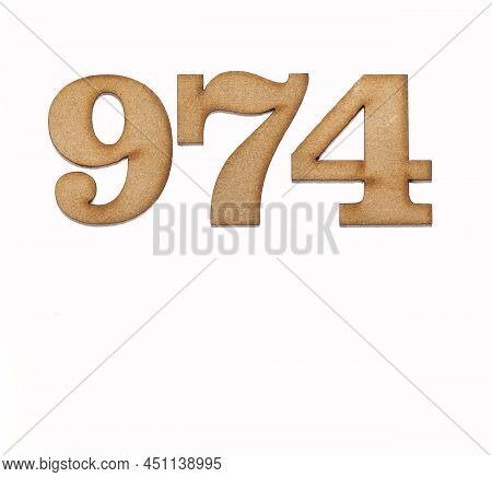 Number 974 - Piece Of Wood Isolated On White Background