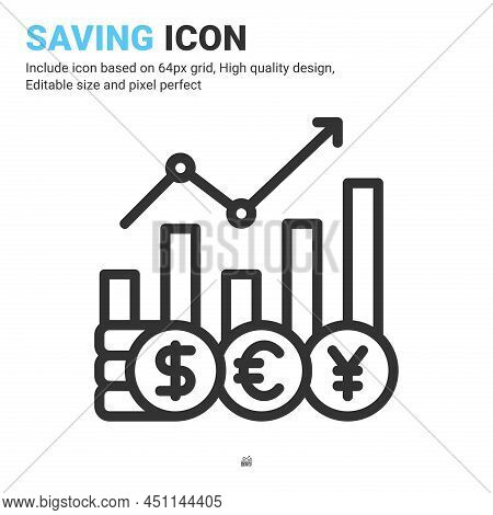 Exchange Rate Icon Vector With Outline Style Isolated On White Background. Vector Illustration Curre