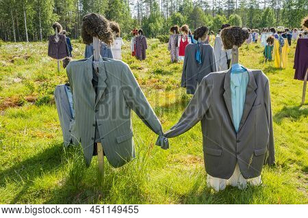 Suomussalmi, Finland  June 26 2020: The Silent People, An Art Installation Produced By Reijo Kela