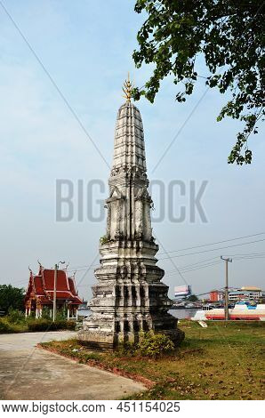 Ancient Architecture Antique Building Stupa Chedi Of Wat Khien Or Khian Buddhist Temple For Thai Peo