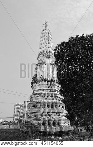 Ancient Architecture Antique Building Stupa Chedi Of Wat Khien Or Khian Buddhist Temple For Thai Peo