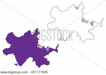 Hakata Island (japan, East Asia, Japanese Archipelago) Map Vector Illustration, Scribble Sketch Haka