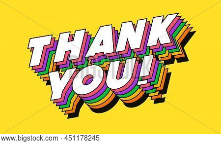 Thank You Sign Banner 3d Modern Typography Style For Greeting Card. Vector Illistration 10 Eps