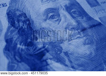 Fragments Of Russian And American Paper Money Close-up. Ruble And Dollar. A Banknote Of 5000 Rubles 