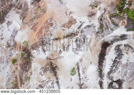 Aerial View Photo Of Dry Land Landscape Nature Texture Top Down High Angle View.land With Dry And Cr