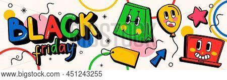 Hand-drawn Trendy Cartoon Background On The Theme Of Black Friday Vector