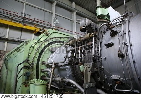 Gas Transportation System. Booster Pumping Station For Gas. Gas Filling Station And Gas Tanks. Trans