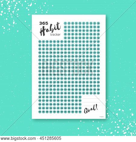 Habit Tracker. 365 Days Template Habit Diary For Year. Journal Planner. Bullet Journal. Goal List .p