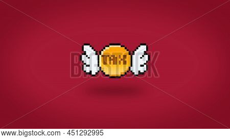 Pixel Tax Coin With Wings Background - High Res 4K Wallpaper
