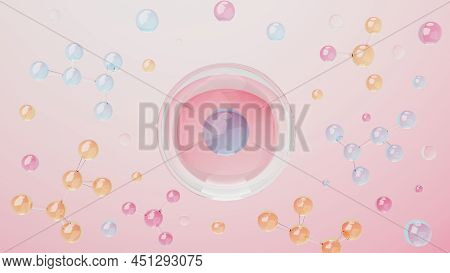 3d Render Of Simple Chemical Bond In Side Cell Or Molecules. The Associated Of Atoms, Ions, Bond And
