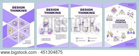 Design Thinking Purple Brochure Template. Development Of Product. Leaflet Design With Linear Icons. 