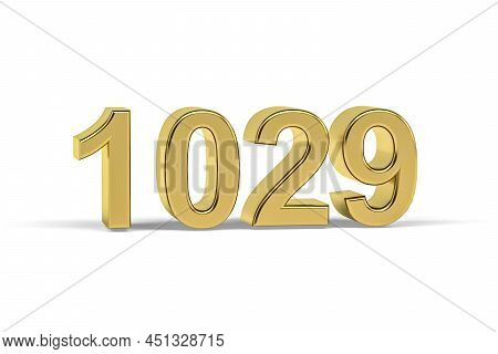 Golden 3d Number 1029 - Year 1029 Isolated On White Background - 3d Render