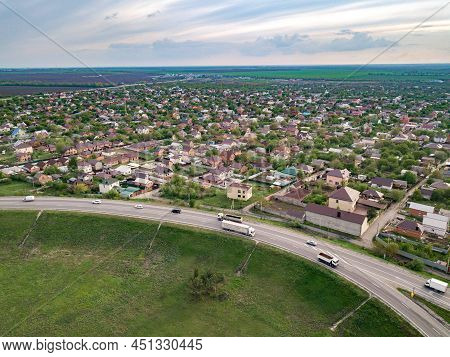 Rostov-on-don. M4 Highway. Bataysk. Russia Aerial Drone Shot Of The Highway.