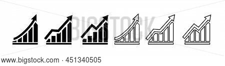 Graph Icon. Arrow With Chart. Growth Arrow On Graph. Increase And Grow Of Business. Outline Graphic 