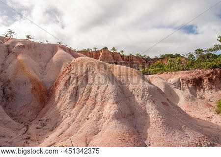 The Red Cliffs Between Trancoso, Taipe Beach And Pitinga Beach In Arraial D\'aujad, Bahia, Brazil