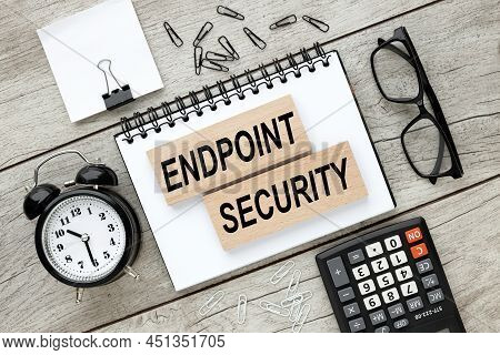 Endpoint Security Flat Lay Style. Text On Wooden Blocks. Business Concept