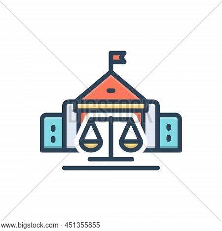 Color Illustration Icon For Courts Authority Balance Courthouse Judgment Licit