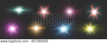 Realistic Camera Lens Flare, Sparkle Optical Effect. Sun Light Flash On Photography. Glow Reflex, So