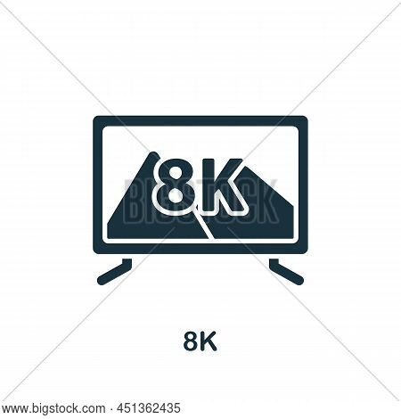 8k Icon. Monochrome Simple Icon For Templates, Web Design And Infographics