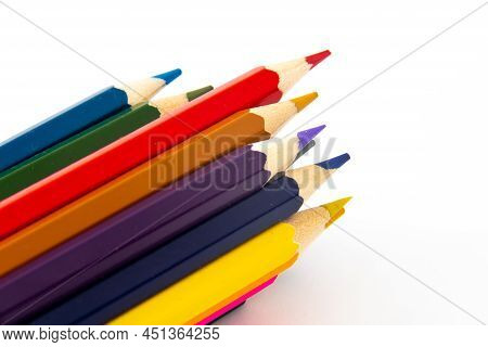 Netherlands, March 2022. Close Up Of Assortment Of Color Pencils.