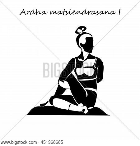 Continuous Line Drawing. Young Woman Making Yoga Exercise, Silhouette Picture. Oneline Drawn Black A