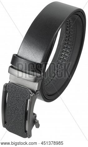 Mens Clothing Accessory. Leather Belt Isolated On White Background