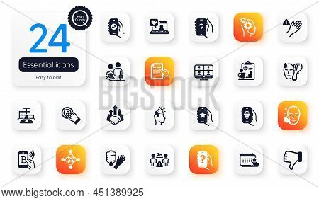 Set Of People Flat Icons. Brand Ambassador, Hold Document And Music App Elements For Web Application