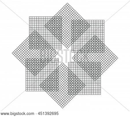 Mirrored, Tweaked Irregular Grid, Mesh, Grating And Lattice Geometric Vector Element, Pattern, Textu