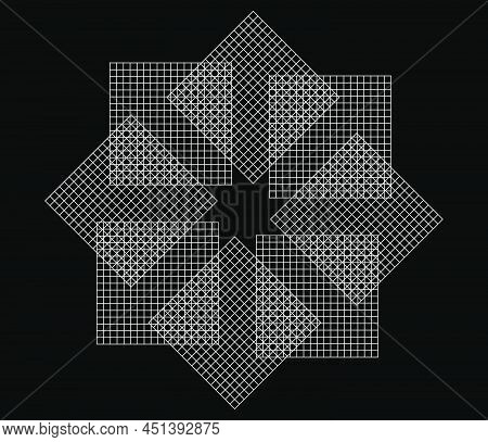 Mirrored, Tweaked Irregular Grid, Mesh, Grating And Lattice Geometric Vector Element, Pattern, Textu