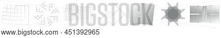 Mirrored, Tweaked Irregular Grid, Mesh, Grating And Lattice Geometric Vector Element, Pattern, Textu