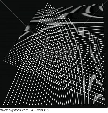 Abstract Random Grid, Mesh. Lattice, Grating And Grille Pattern With Oblique, Diagonal, Slanting Lin