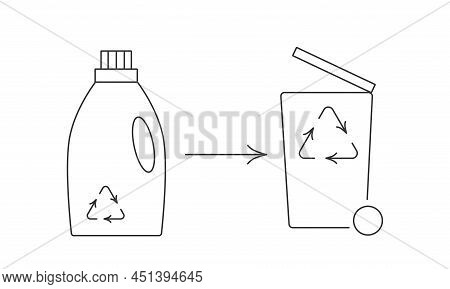 Recycle Cleaning Bottle And Garbage Recycling Icon Concept Of Waste Sorting. Editable Stroke. Vector