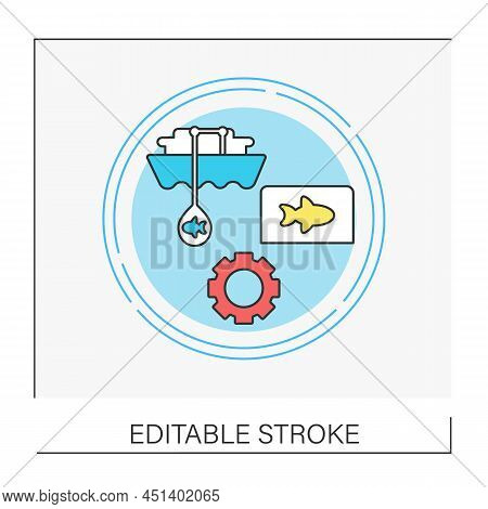 Commerce Fishingconcept Line Icon. Taking, Culturing And Selling Fish Or Fish Products. Boat In The 